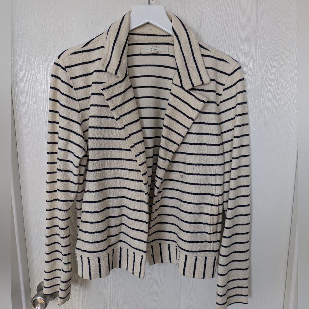 Loft Blue & White Stripe Blazer Size M